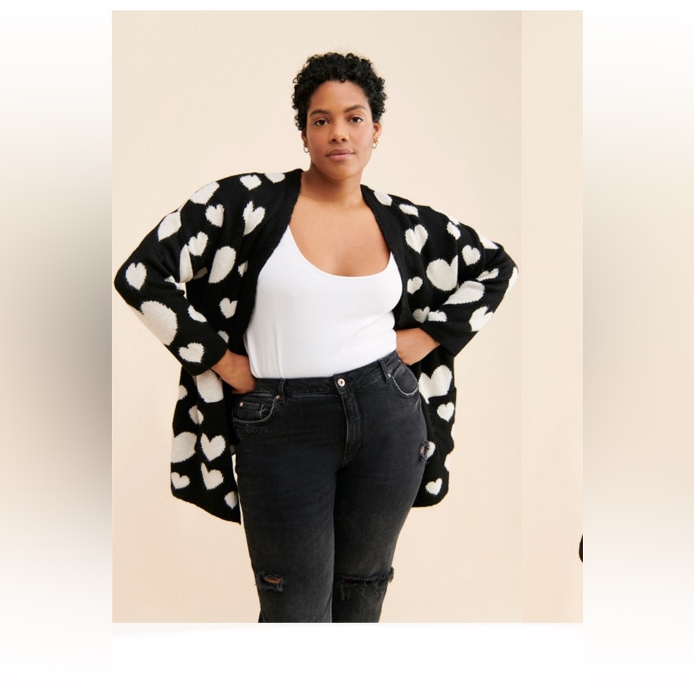 Maeve by Anthropologie long open cardigan with hearts